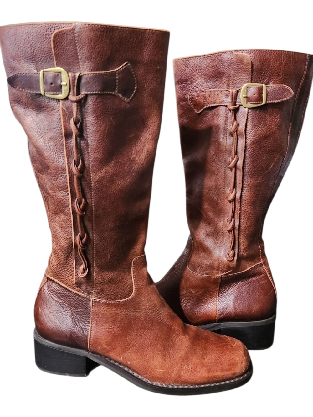 Vintage Nicole Bridle Leather Cognac Riding Zip Boots Size 9.5